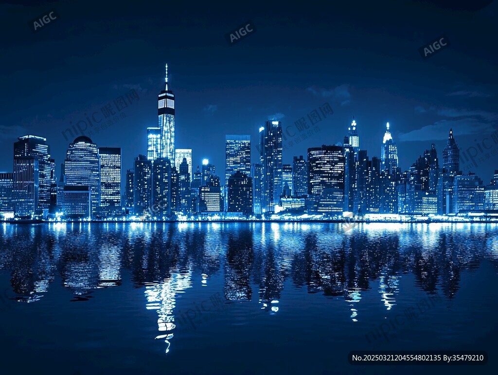 夜幕下的城市天际线