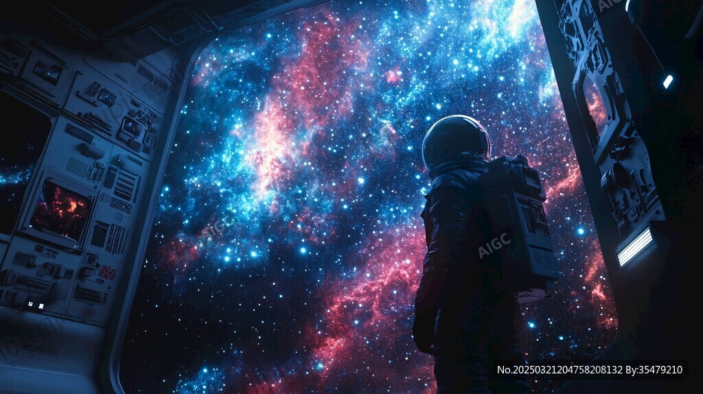 宇航员凝视星空