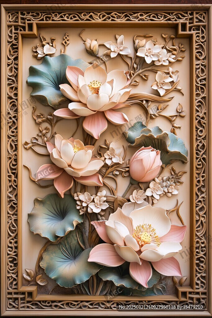 荷花壁画