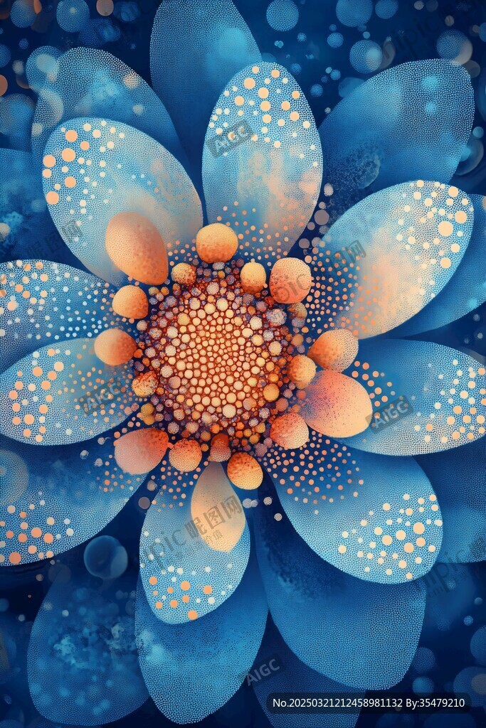 蓝色花朵的数字艺术