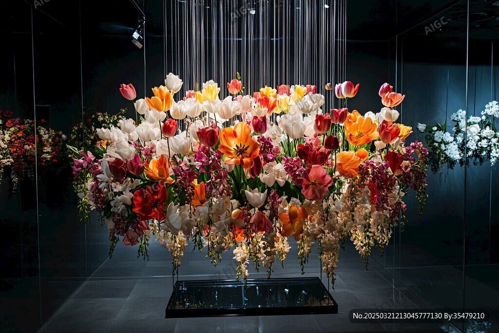 悬挂花卉艺术展