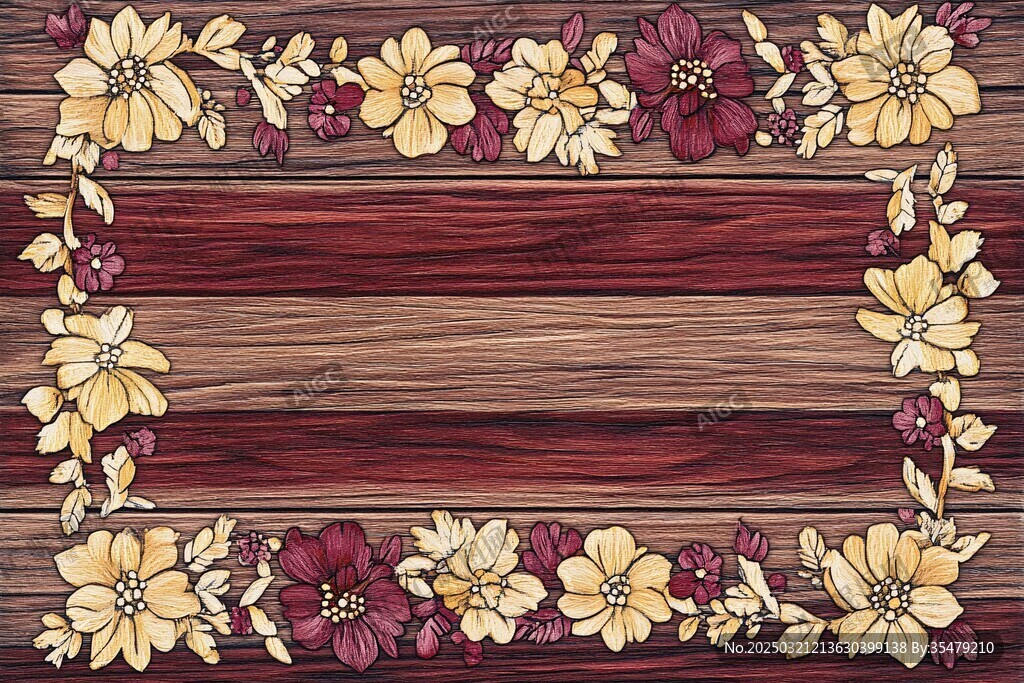 木纹花卉框架设计