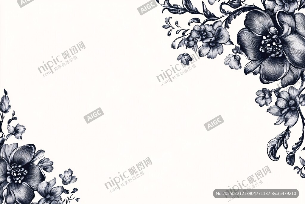 黑白花卉设计