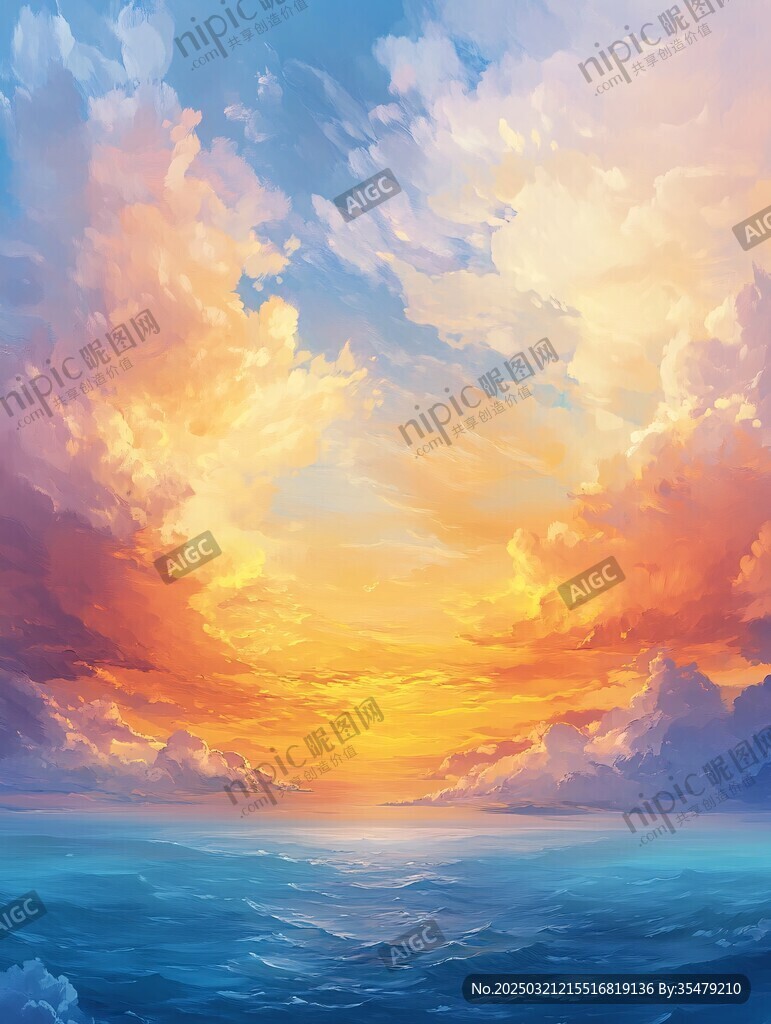日落时分的云海与海洋