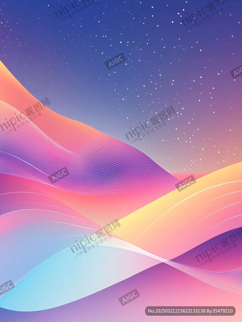 星空下的抽象山脉