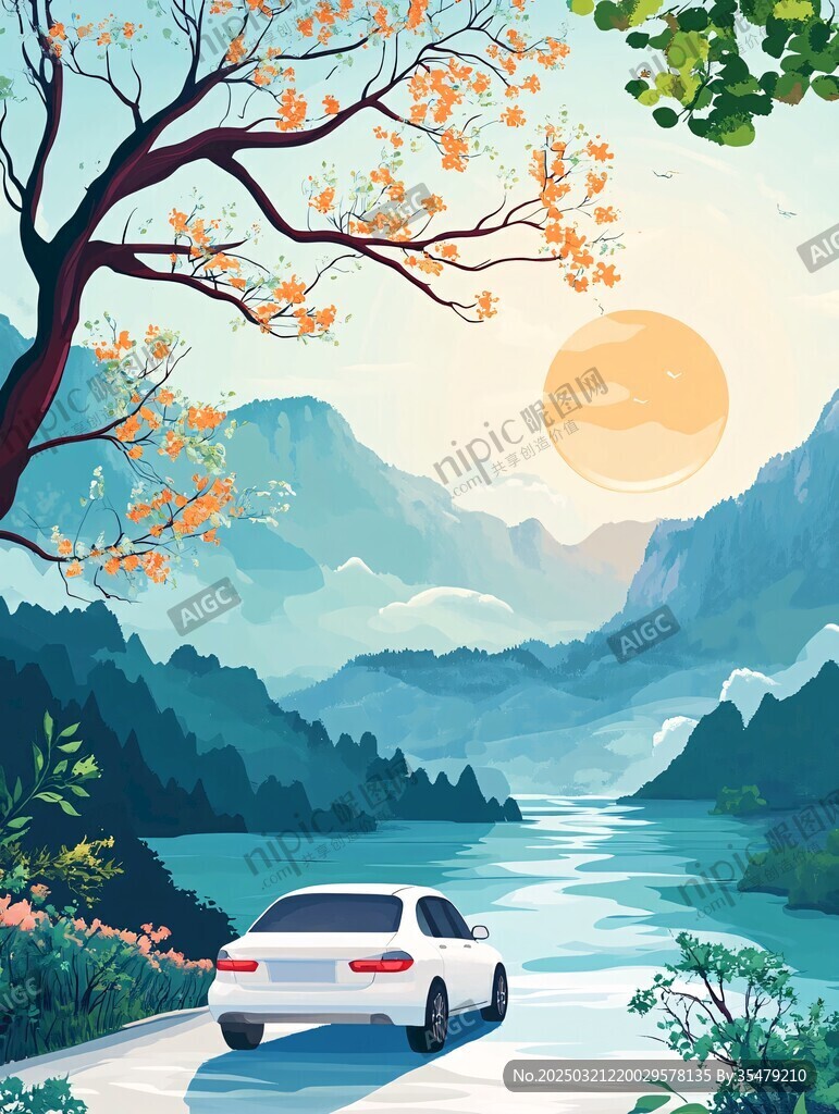 秋日湖光山色