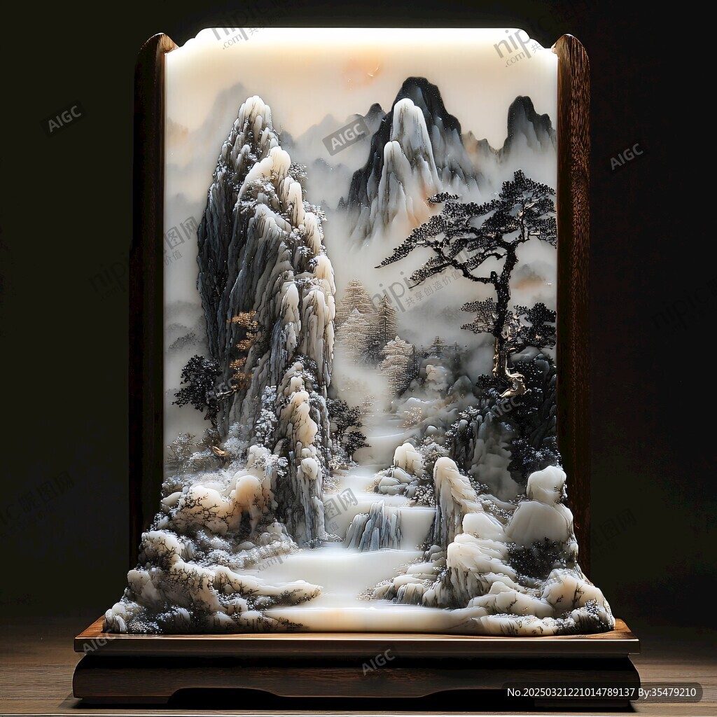 山水画玉雕