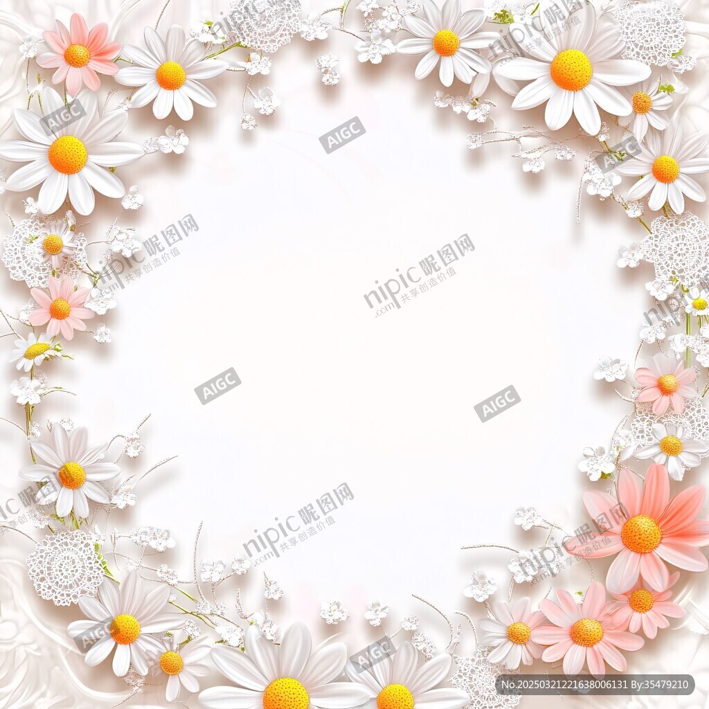 白色背景上的花卉框架
