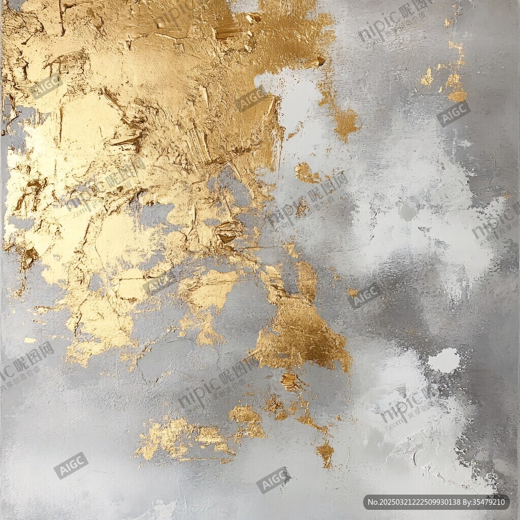 金色涂鸦抽象画