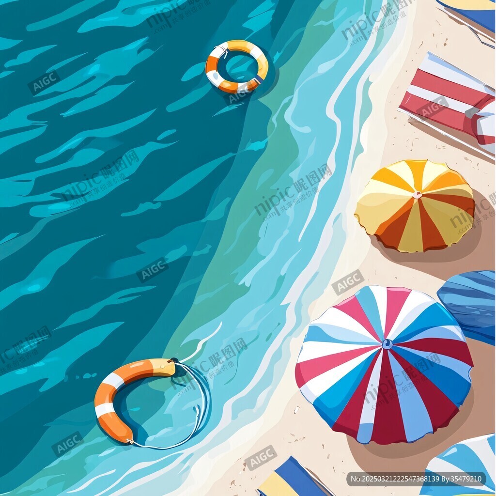 海滩夏日休闲场景
