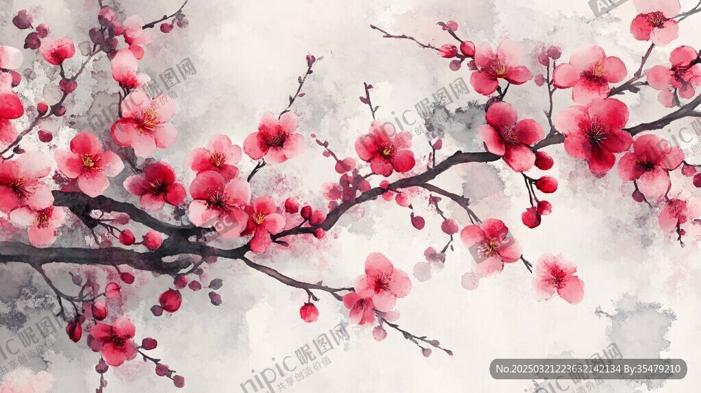 樱花水彩画