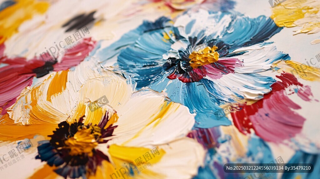 绚丽厚涂花卉画