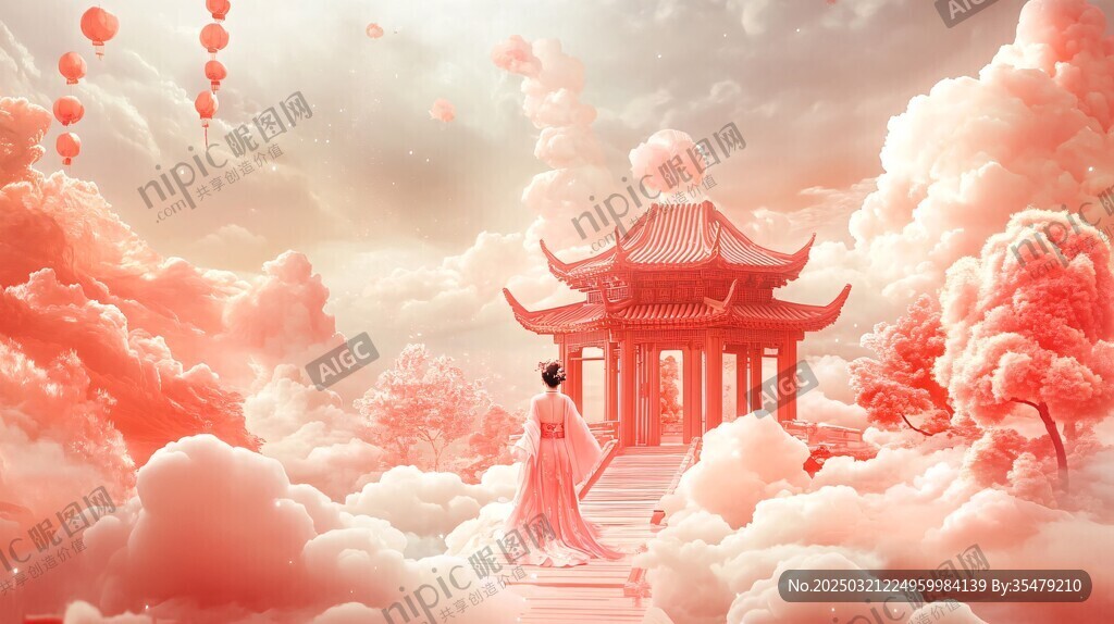 云雾缭绕的梦幻古亭