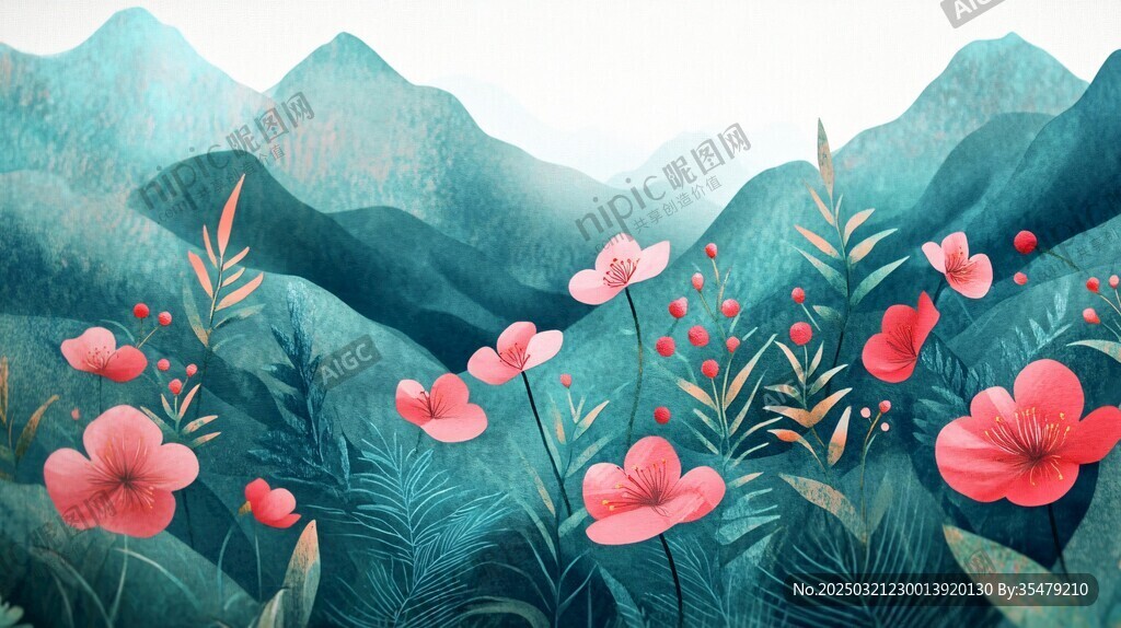 山谷中的花海