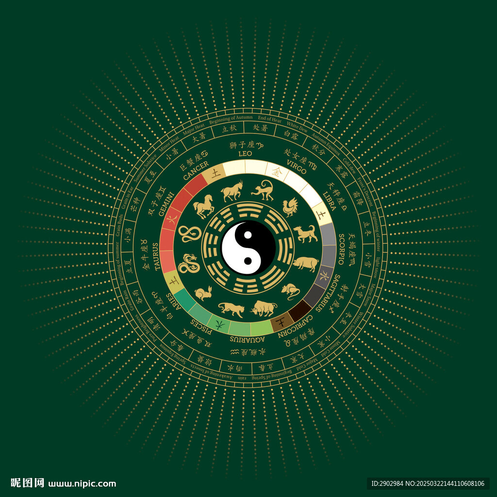 二十四节气金木水火土图