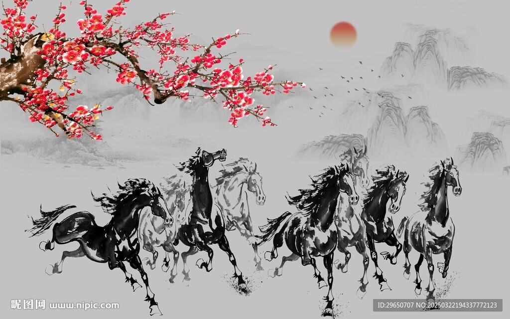 水墨马背景