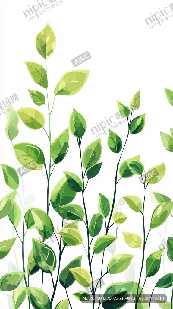 绿色叶子植物插图