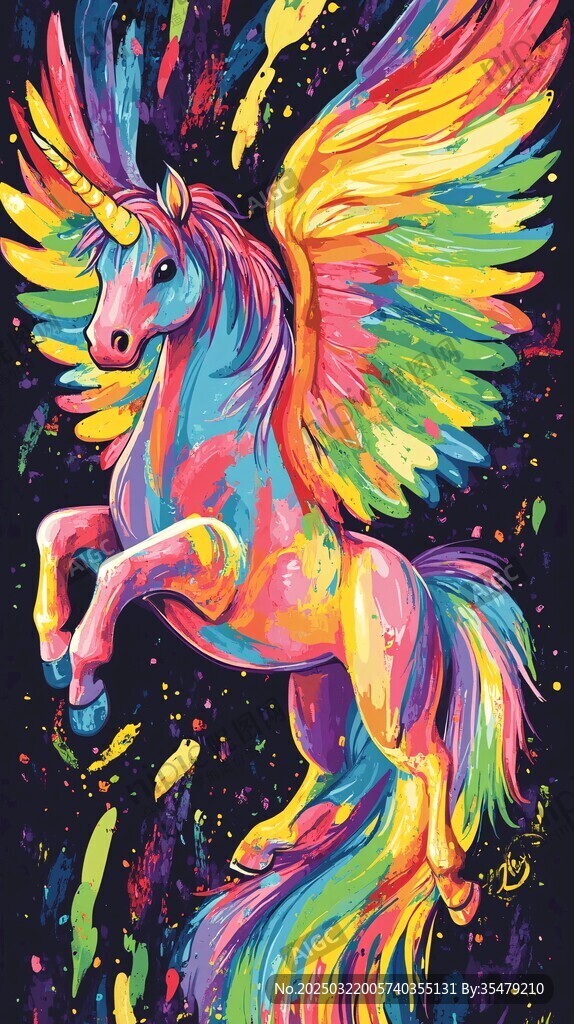 彩虹独角兽的奇幻飞跃