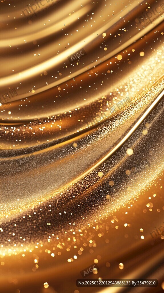 金色波浪抽象画