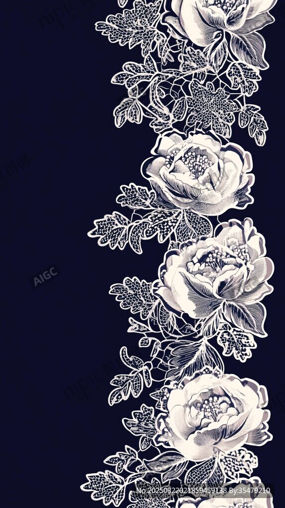 黑白花卉图案