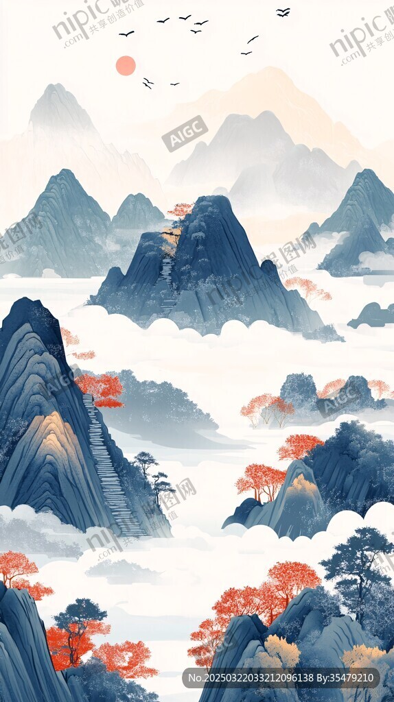 云雾缭绕的山川风景