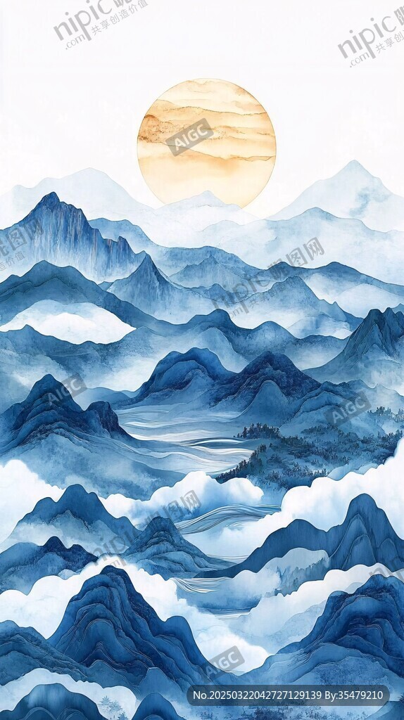 日出山川图
