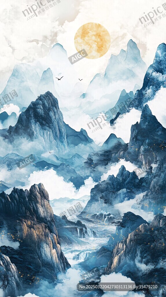 云雾缭绕的山川风景