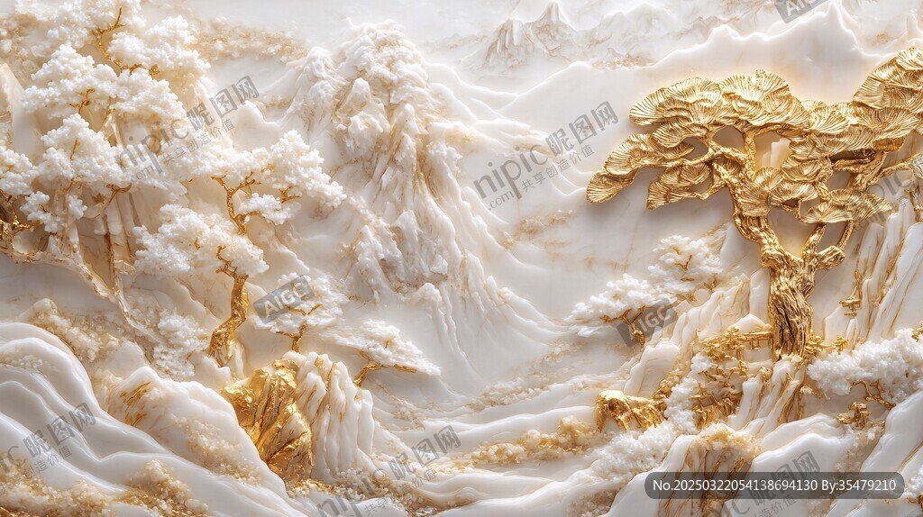 白玉山水画