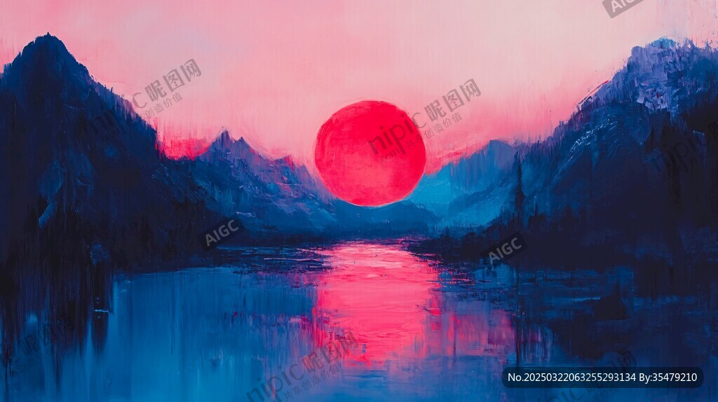 山水画中的红日