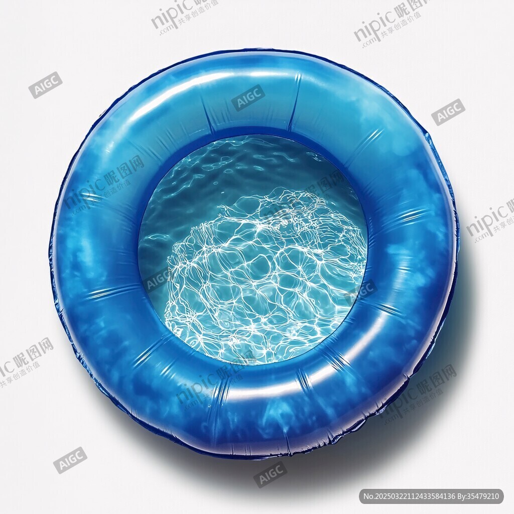 充气游泳圈的清澈蓝色水面