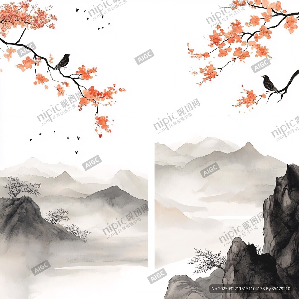 梅花山水画意境