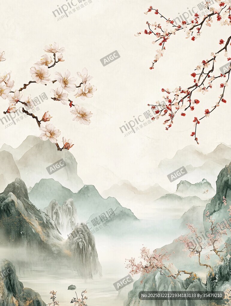 春山水画