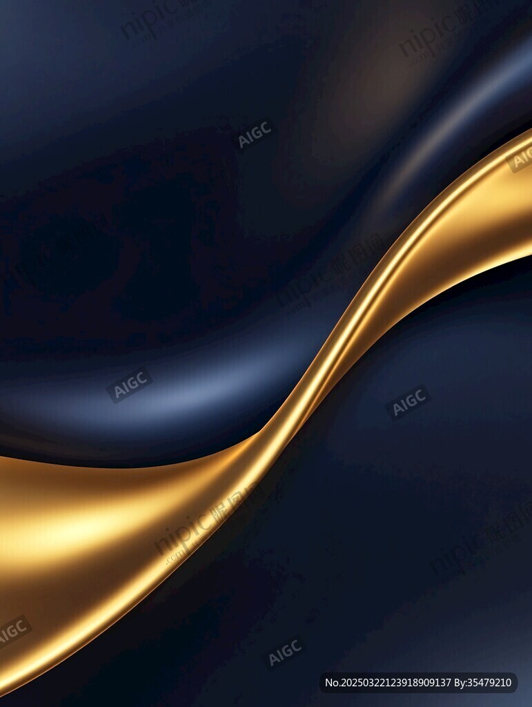 金色波浪与深蓝背景的抽象互动