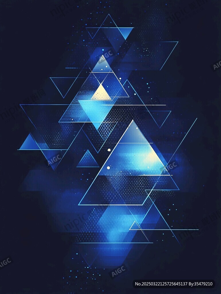 蓝色几何抽象艺术