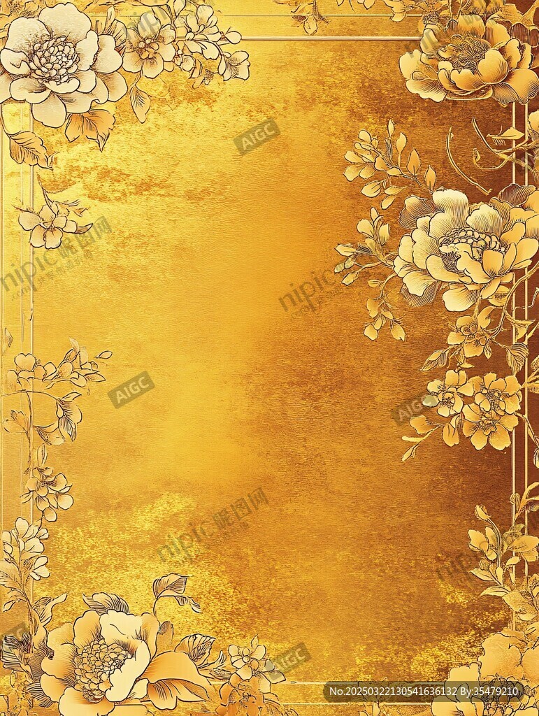 金色花卉背景