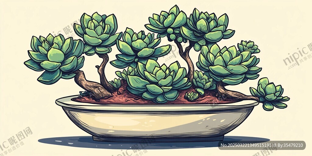 风格化的盆栽插图
