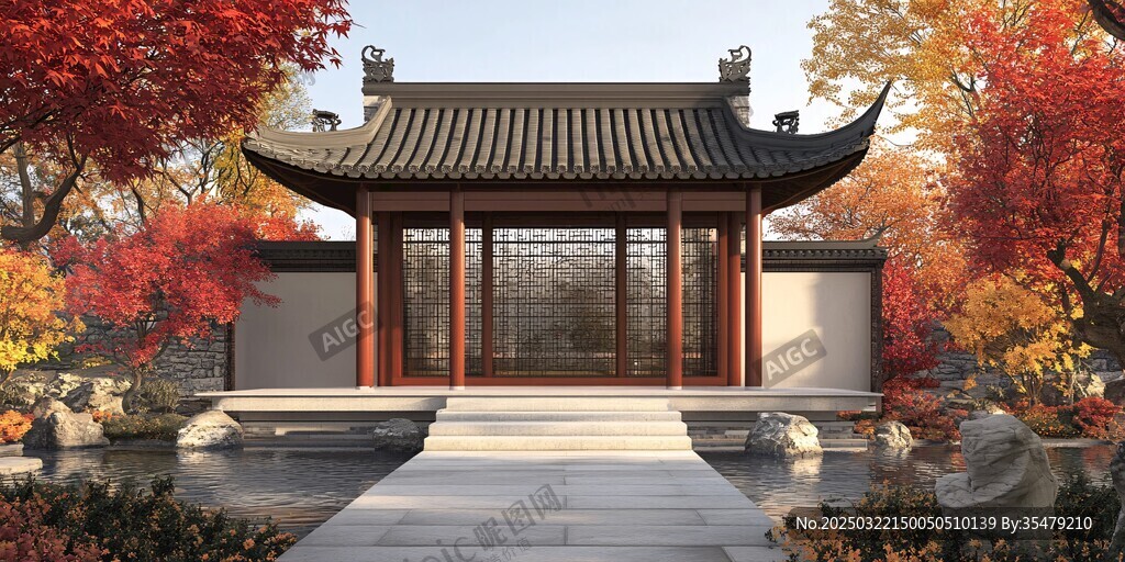 秋日古韵 中国风建筑