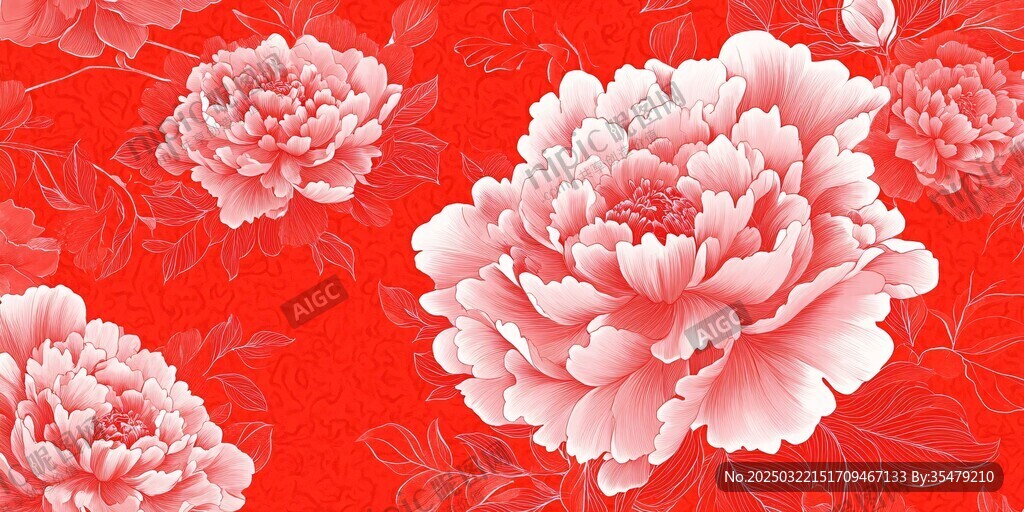 盛开的红色花卉图案