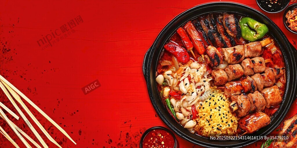 美味烤串 尽在黑铁锅中