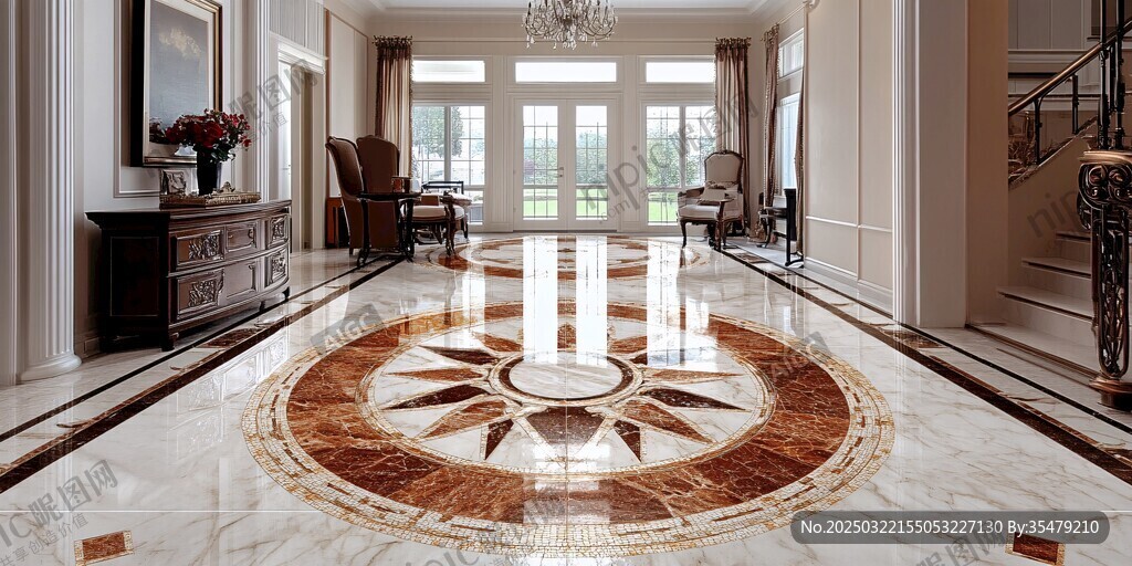 豪华室内设计 marble 地板和复杂的图案