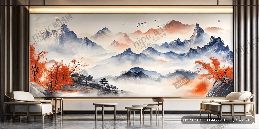 山水画壁画