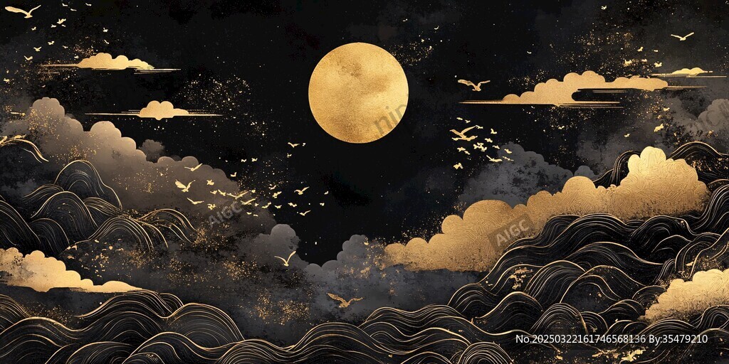 金色夜幕下的山海云鸟