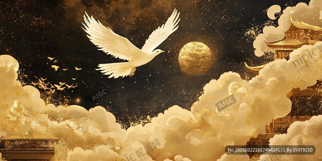 金色夜幕中的自由之翼