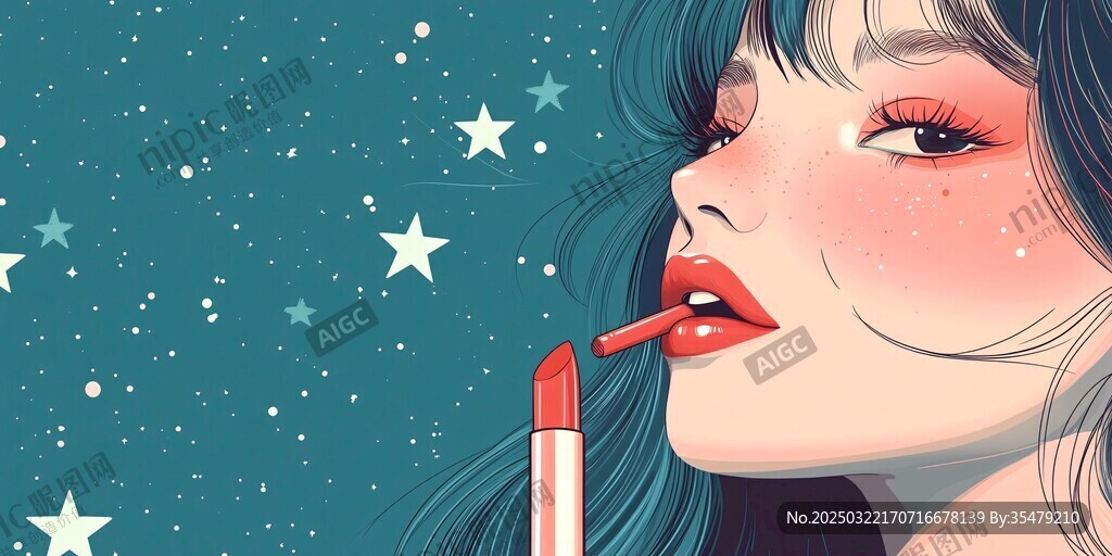 星空下的口红女孩
