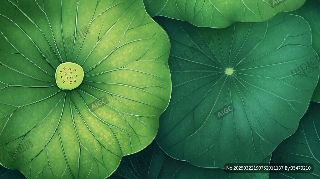 绿意盎然的荷叶世界