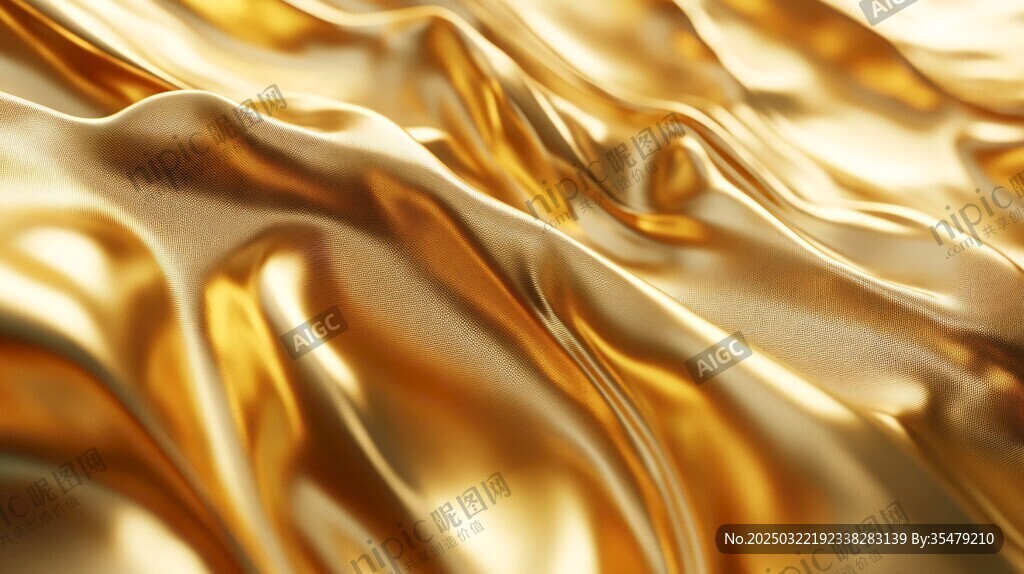 金色褶皱织物的抽象美