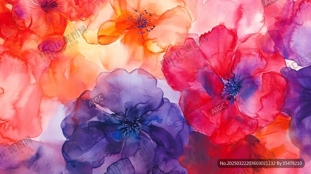 水彩花卉画