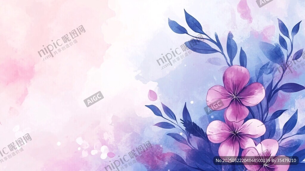 梦幻花卉水彩画