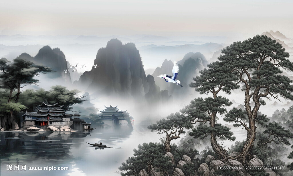 意境水墨山水画