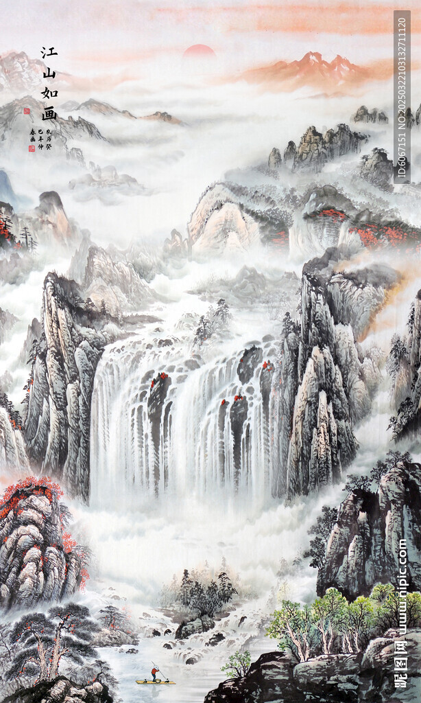竖幅山水画